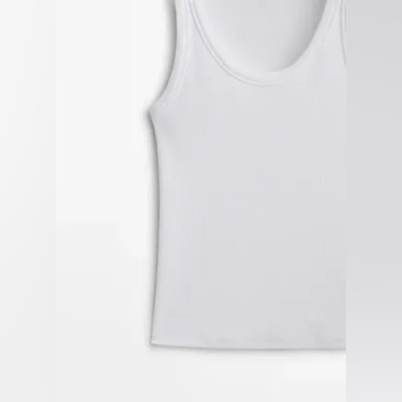 NWT. Massimo Dutti White Cotton Ribbed Fabric Fitted Top. Size M. - Picture 7 of 11